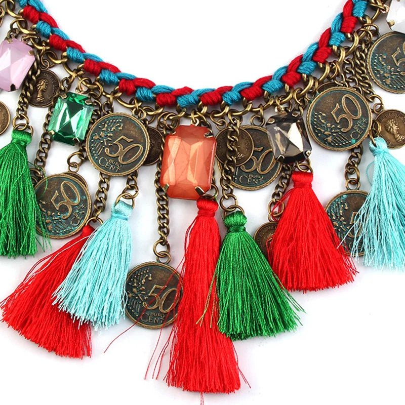 Ethnic Tassel Necklace For Women Collar Choker Vintage Statement Necklace
