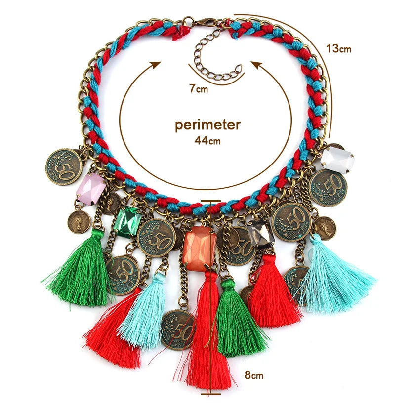 Ethnic Tassel Necklace For Women Collar Choker Vintage Statement Necklace