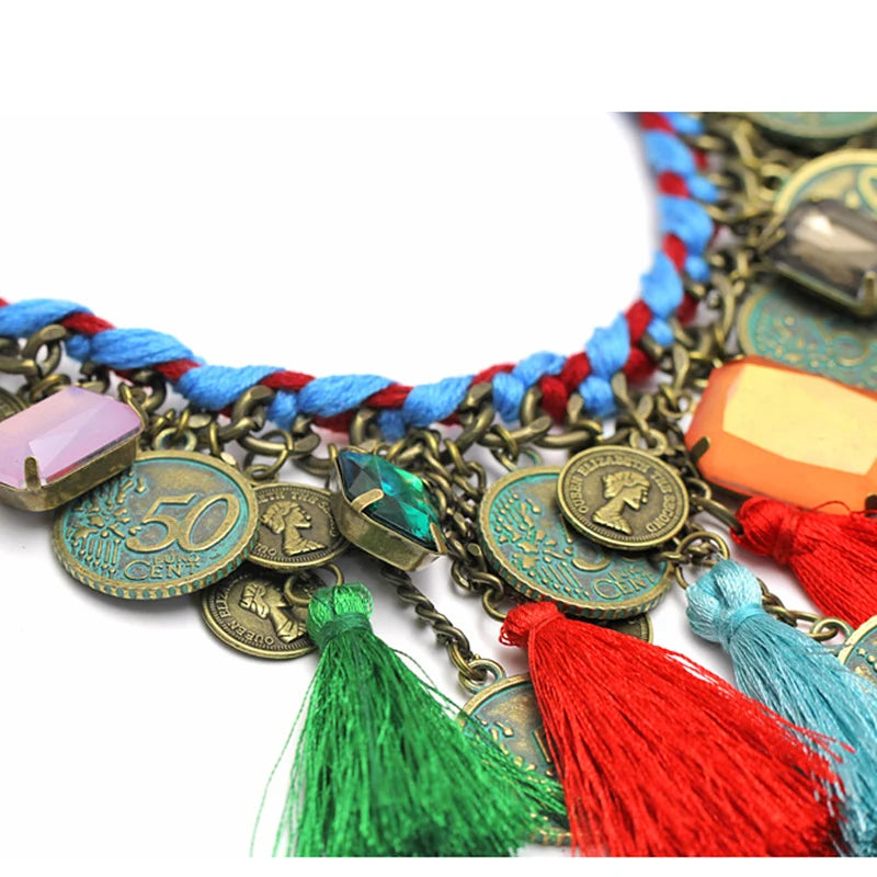 Ethnic Tassel Necklace For Women Collar Choker Vintage Statement Necklace