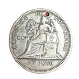 Guatemala 1894 1 PESO Coin Pendant Necklace Silver Plated Jewelry