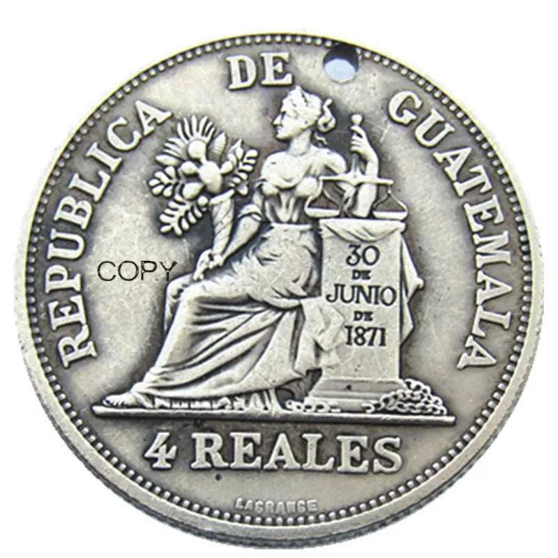 Guatemala 1894 4 Reales Silver Plated Coin Pendant