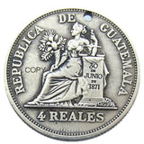 Guatemala 1894 4 Reales Silver Plated Coin Pendant