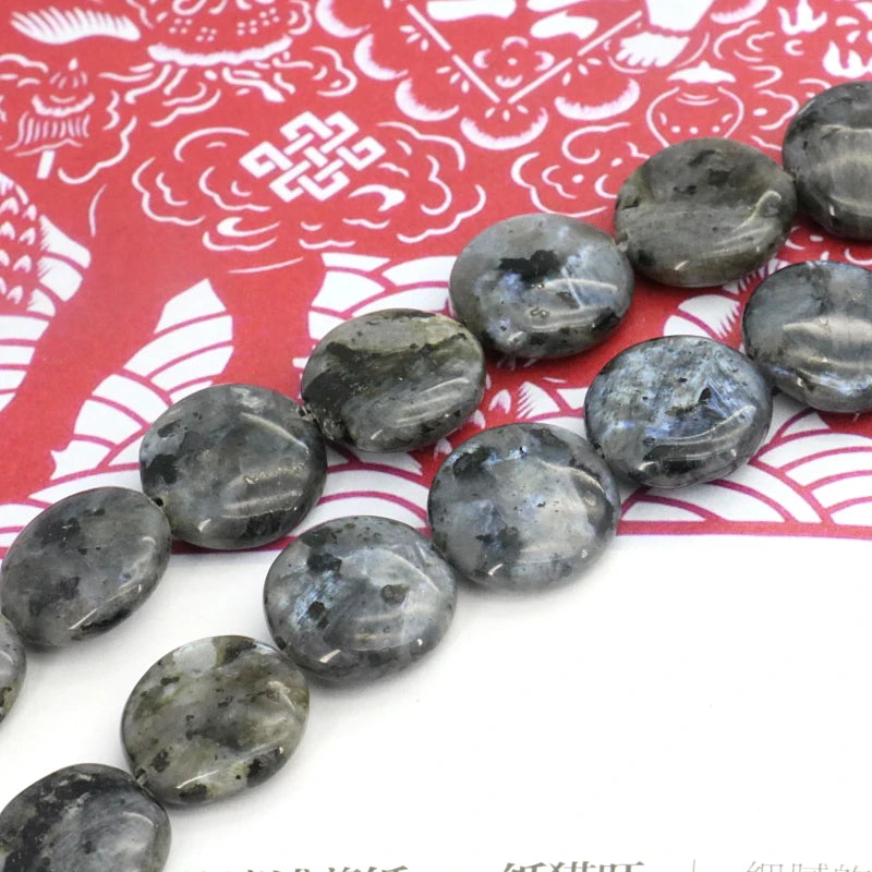 Spectrolite Coin Loose Beads 14mm DIY 15 Inches Jewelry Making Women