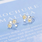 925 Silver Cherry Blossoms Flower Earrings Women Fine Jewelry