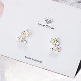 925 Silver Cherry Blossoms Flower Earrings Women Fine Jewelry