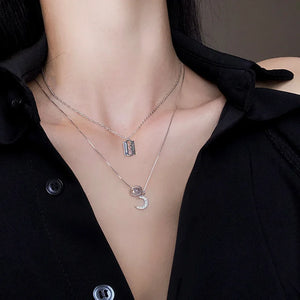 Cold Wind Star Moon Locbone Chain Necklace Female