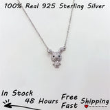 925 Silver Rabbit CZ Diamond Choker Necklace