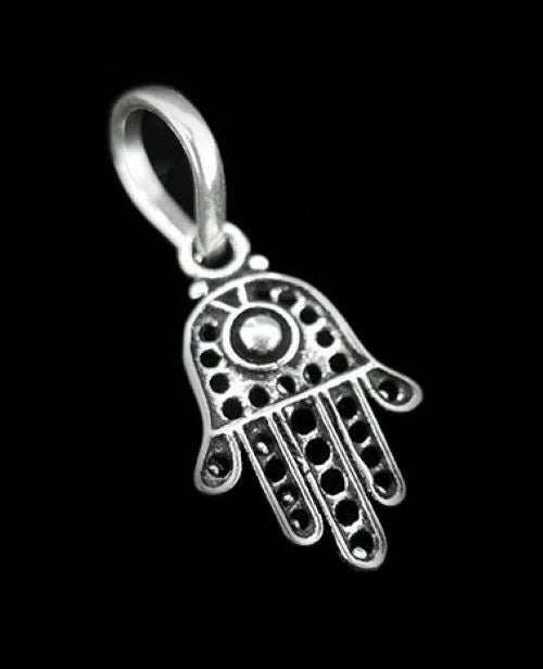 Colgante Mano de F?tima Ba?o de Plata Amuleto HAMSA HAND Talism?n Mal de Ojo