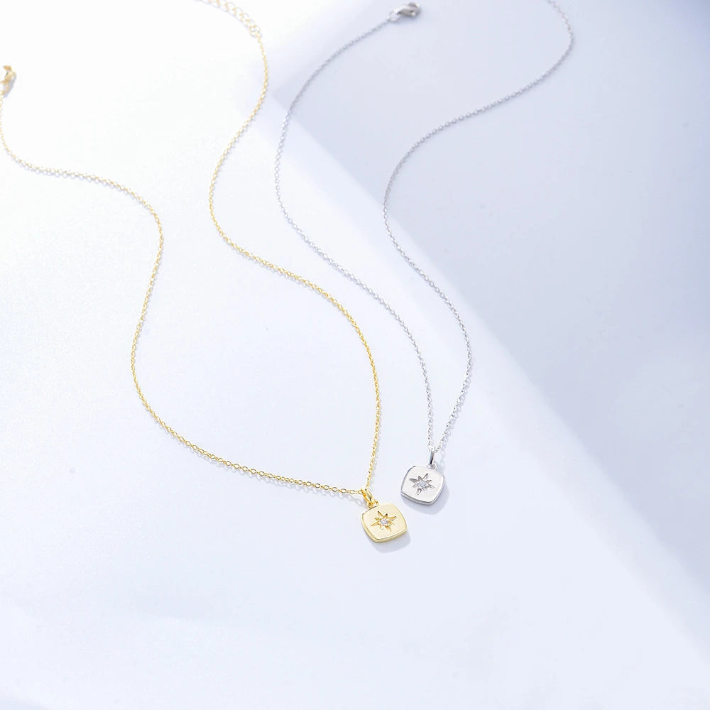 Silver 925 Choker Necklace Star Zircon Pendant Women