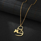 Personalized Double Name Necklace Stainless Steel Collar Butterfly Jewelry