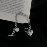 Heart Necklace Women Punk Stainless Steel Chain Hip Hop Letter Chokers Statement