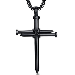 Titanium Nail Cross Necklace for Men Women