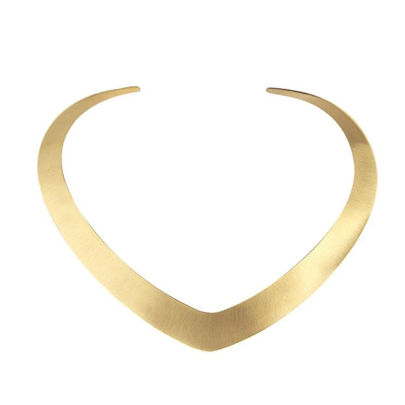 V Shaped Choker Necklace Stainless Steel Statement Jewelry