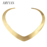 V Shaped Choker Necklace Stainless Steel Statement Jewelry