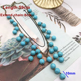 Statement Party Necklace with 10mm Round Square Marble Stones Pendant