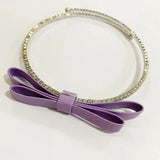 Leather Bow Drill Elastic Neck Circle Necklace