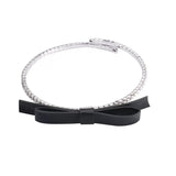 Leather Bow Drill Elastic Neck Circle Necklace
