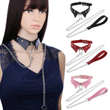 Punk Holographic Circle Choker Leather Necklace