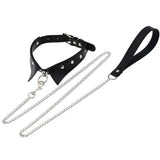 Punk Holographic Circle Choker Leather Necklace