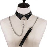 Punk Holographic Circle Choker Leather Necklace
