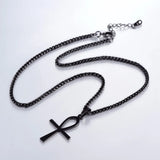 Ankh Cross Pendant Egyptian Key of Nile Gold/Black Stainless Steel Necklace