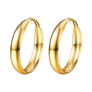 Big Hoop Earrings Women Gift Stainless Steel Gold/Black Earrings