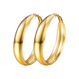 Big Hoop Earrings Women Gift Stainless Steel Gold/Black Earrings