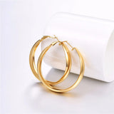 Big Hoop Earrings Women Gift Stainless Steel Gold/Black Earrings
