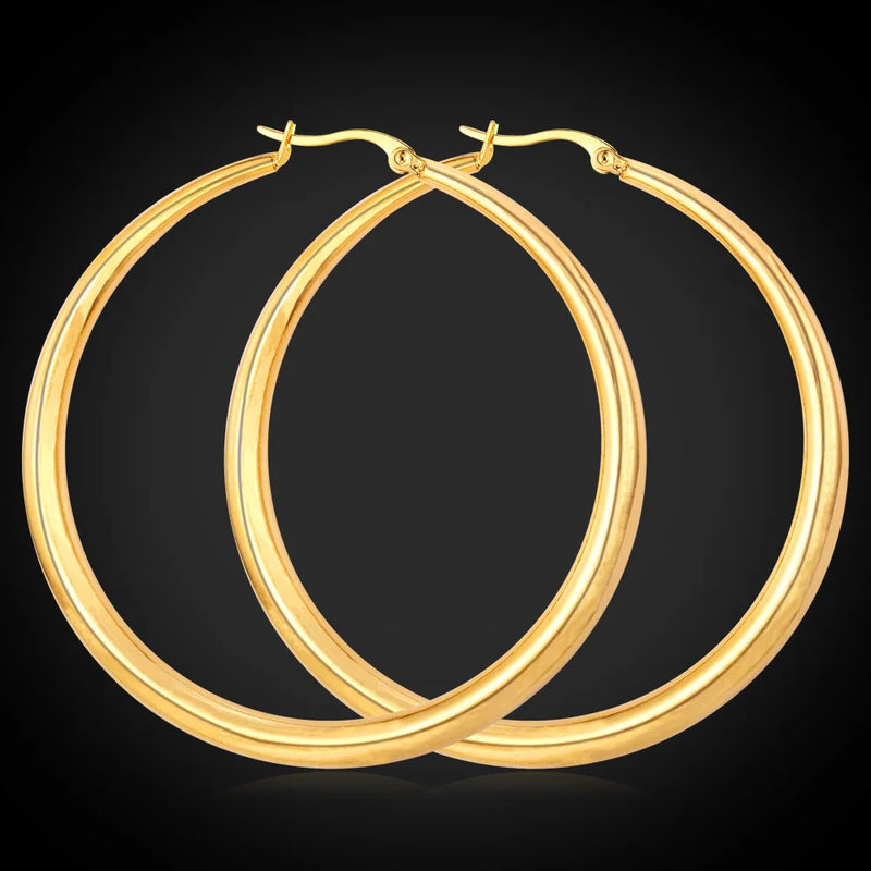 Big Hoop Earrings For Women Stainless Steel Wedding Jewelry