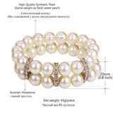 Simulated Pearl Bracelet with Rhinestone Crystal - H173