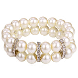 Simulated Pearl Bracelet with Rhinestone Crystal - H173