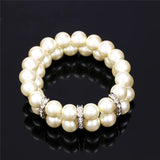 Simulated Pearl Bracelet with Rhinestone Crystal - H173