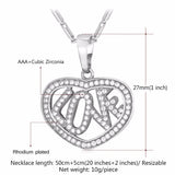 Heart Love CZ Pendant Necklace Valentine Gift