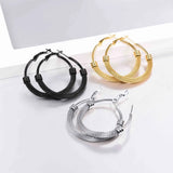 Gold/Black Mesh Hoop Earrings for Women Stainless Steel Earring Jewelry
