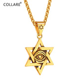 Star of David Pendant Evil Eye Necklace Stainless Steel Jewelry