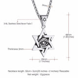 Star of David Pendant Evil Eye Necklace Stainless Steel Jewelry