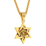 Star of David Pendant Evil Eye Necklace Stainless Steel Jewelry