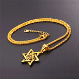Star of David Pendant Evil Eye Necklace Stainless Steel Jewelry
