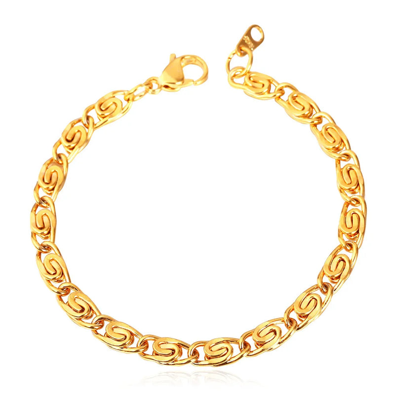 Snail Link Chain Bracelet Men Stainless Steel 6MM Wide H581