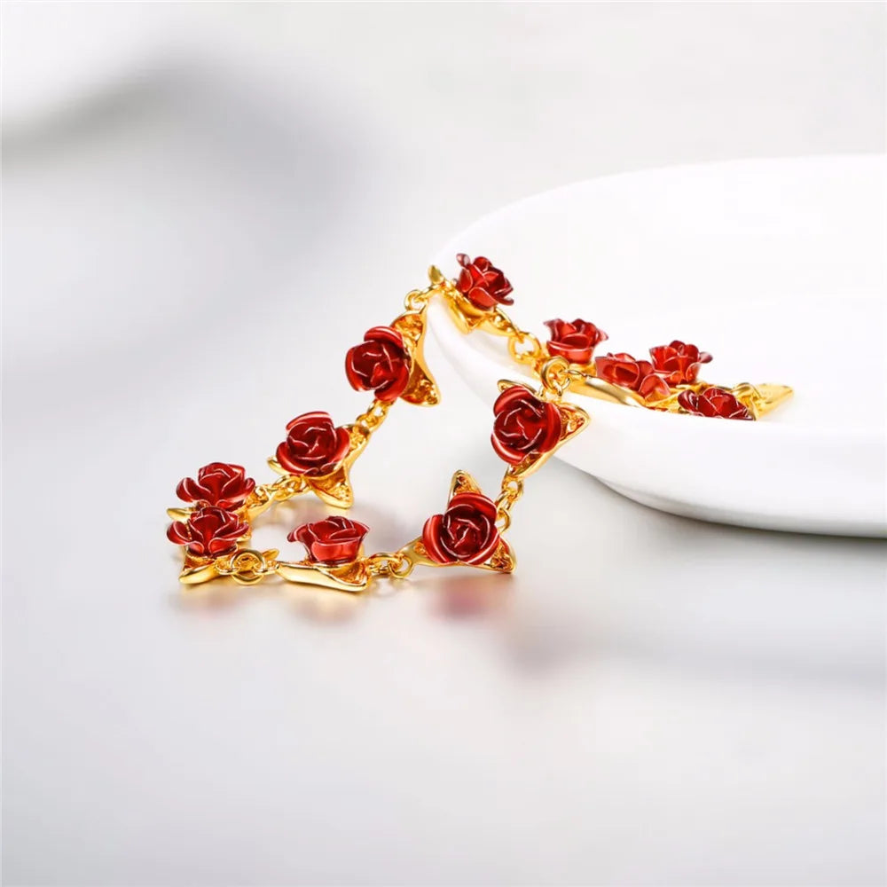 Rose Flower Bracelet for Women Floral Dating Jewelry