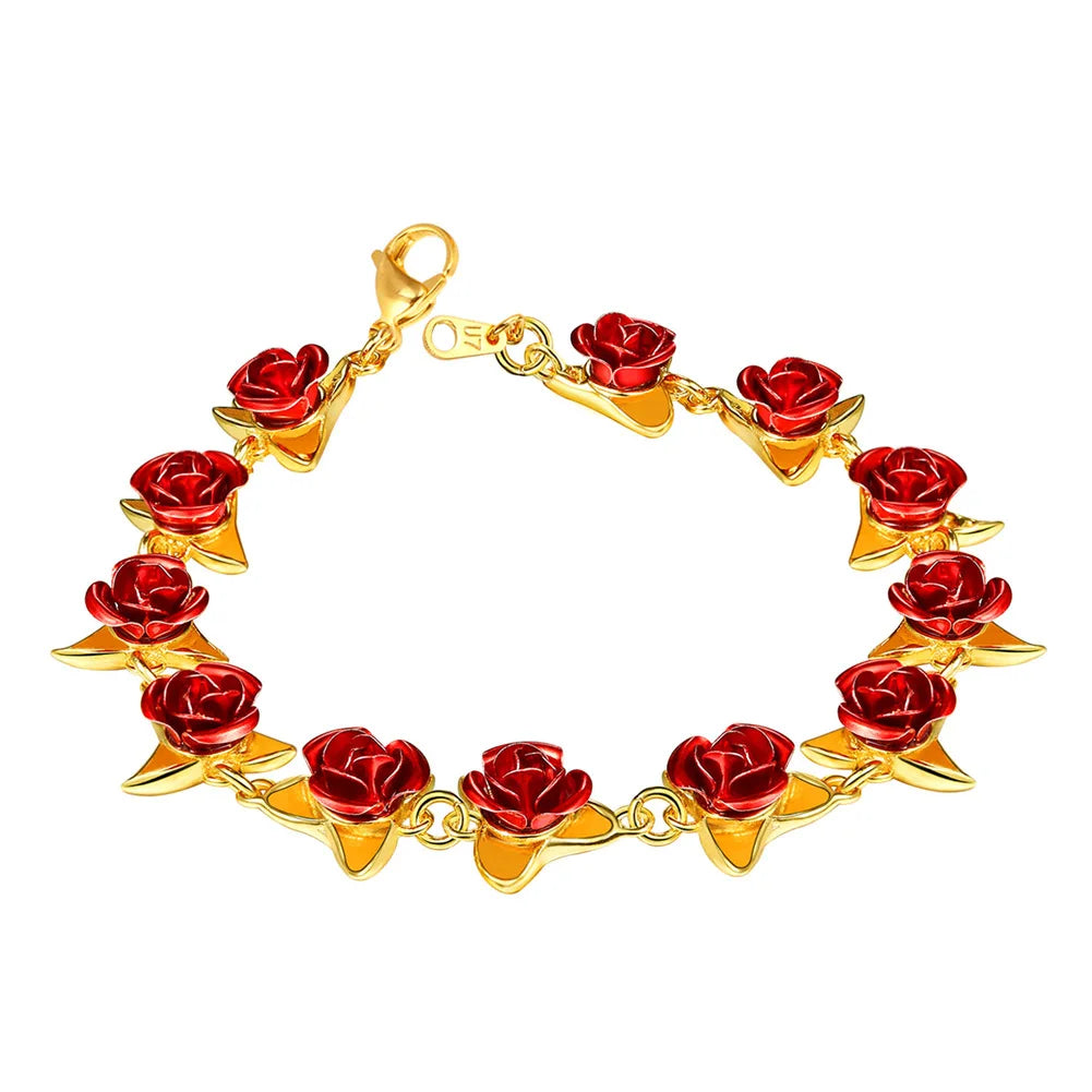 Rose Flower Bracelet for Women Floral Dating Jewelry