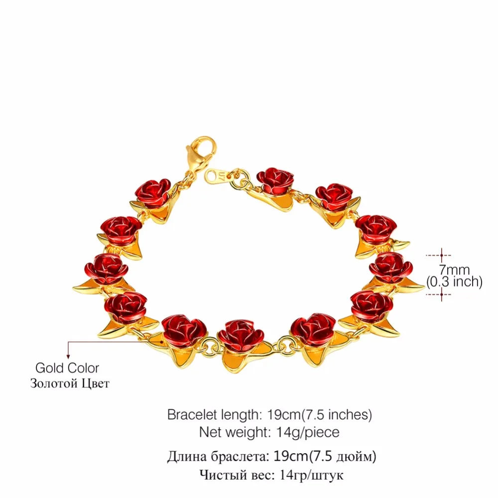 Rose Flower Bracelet for Women Floral Dating Jewelry