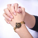 Tiger Bracelet 316L Stainless Steel Cuban Chain Gold/Black Men's Bracelet
