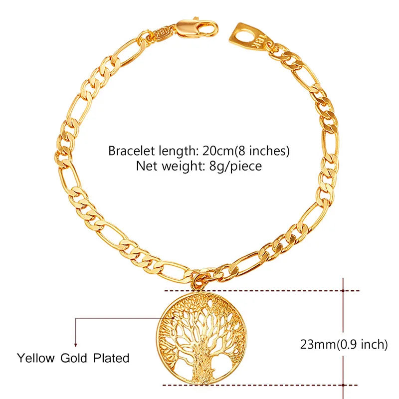 Tree of Life Bracelets Gold/Silver Chain Family Jewelry