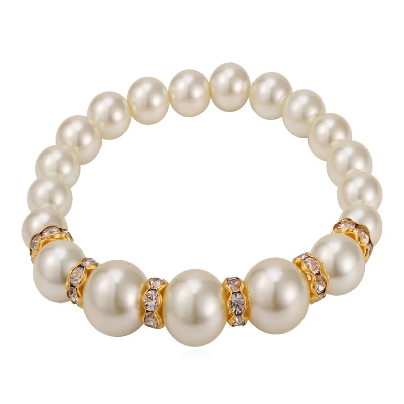 Simulated Pearl Crystal Bracelet Wedding Gift H755