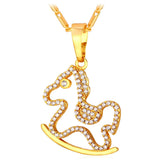 Trojans Horse Pendant CZ Animal Jewelry Anime Necklace Woman P144
