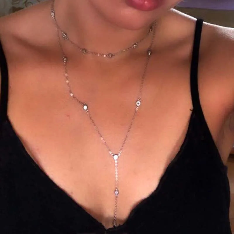 Double Layer Necklace 925 Silver Women Choker