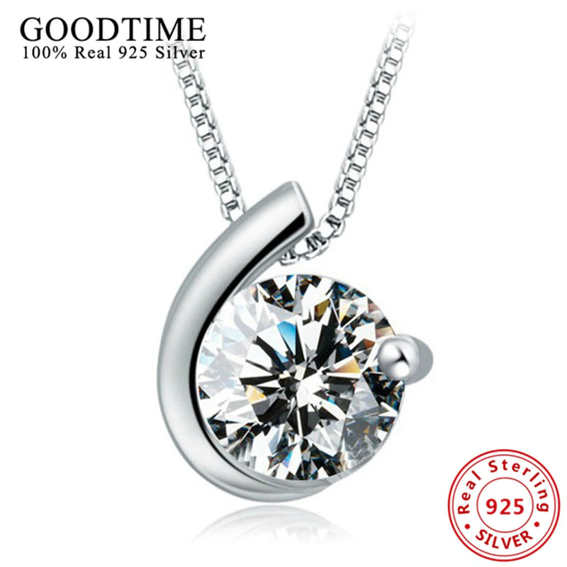 Shining 925 Solid Sterling Silver Ladies Pendant Necklaces Jewelry