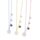 925 Sterling CZ Disco Charm Necklace for Women