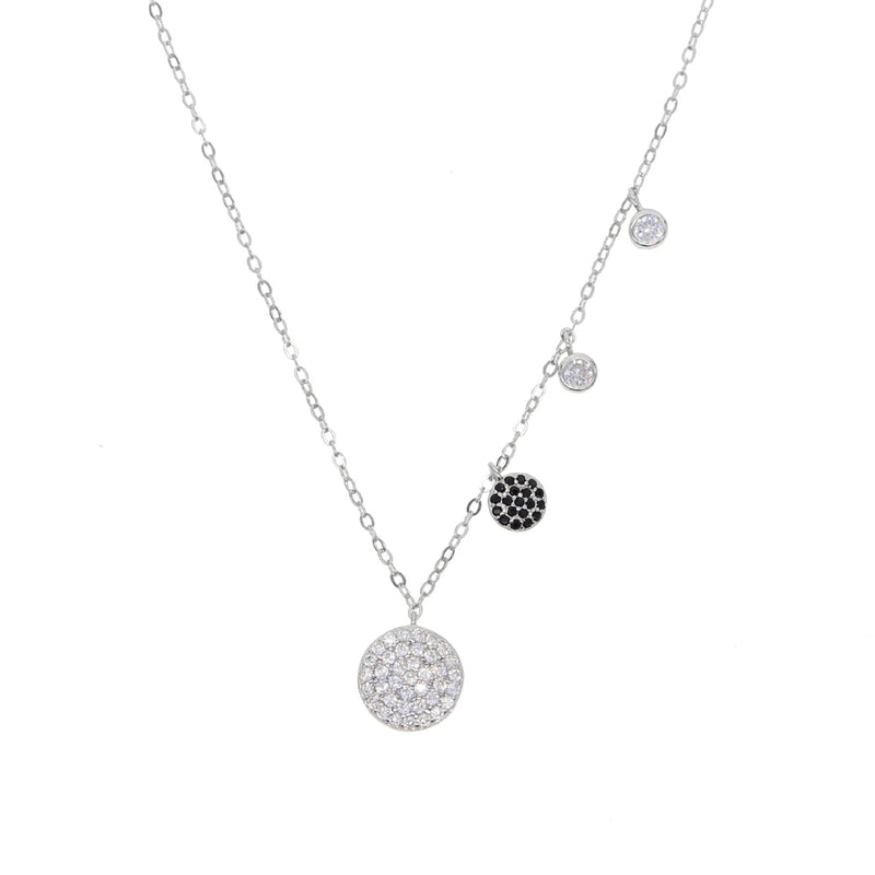 925 Sterling CZ Disco Charm Necklace for Women